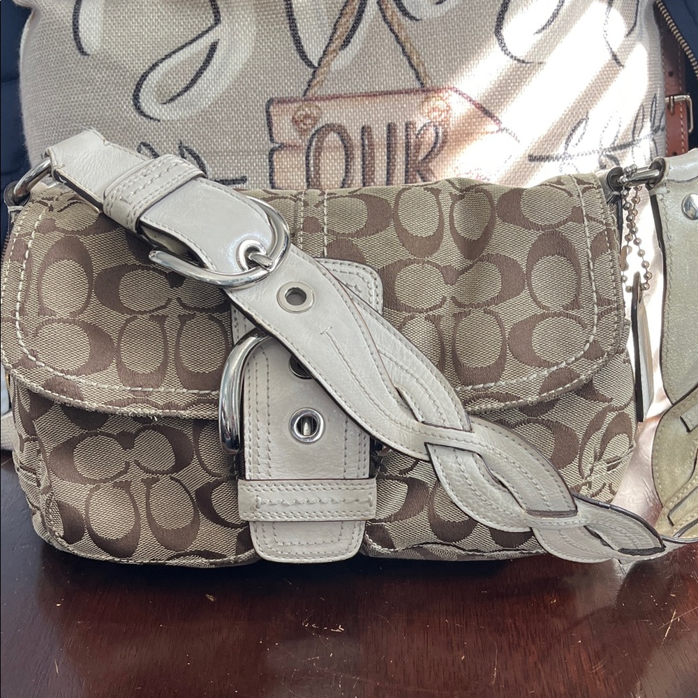 Coach Brown and Cream Shoulder Bag